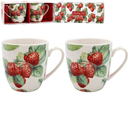 Strawberry fine china mug set - fine,