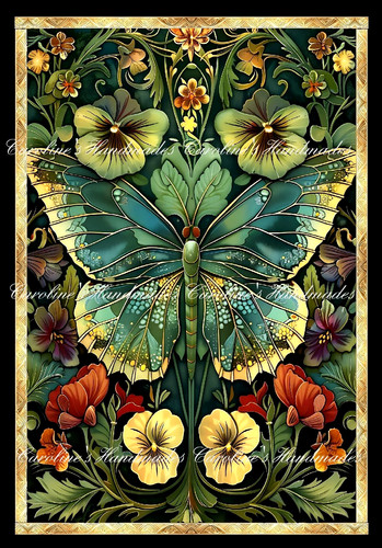Art deco butterfly floral - butterfly,