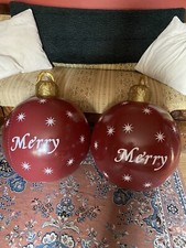 2x Giant Inflatable Christmas Baubles Red Green Outside Inside Xmas Tree 70in C
