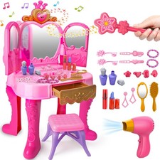 Toddler Makeup Vanity Set with Music & Lights - Gift for 2-5 Year Olds