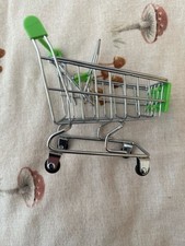 Hand Push Shopping Cart Supermarket Trolley Kid Pretend Role Play Toy Green B2 