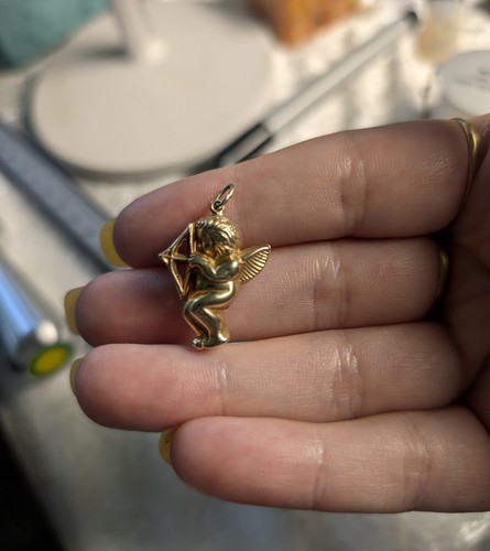9ct gold vintage cherub - vintage,