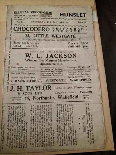 Vintage rugby league programme - rugby,