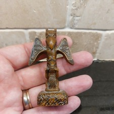 Vtg 7cm Canada Miniature Totem Pole Handmade Wood Effect Resin Souvenir Diorama