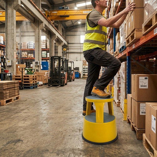 Yellow steel kick step - steel,
