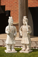 PAIR OF LARGE TERRACOTTA WARRIORS