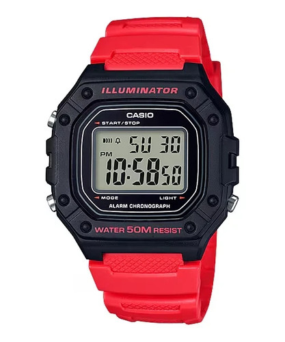 Casio men red resin - resin, strap