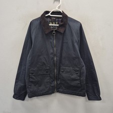 Barbour Mens Domus Wax Waterproof Navy Biker Lightweight Jacket Coat Size Medium
