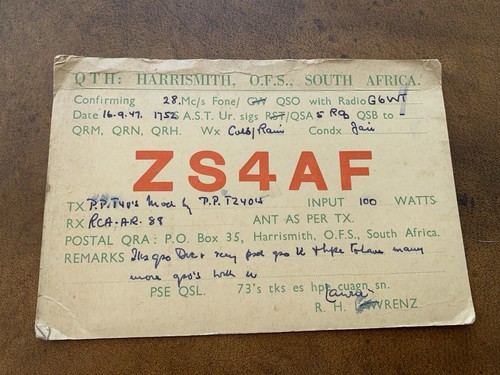 Vintage qsl card 1947 - qsl, h