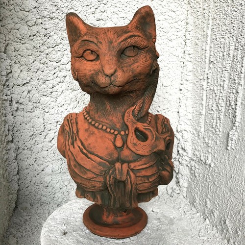 Cat garden ornament bust - garden,