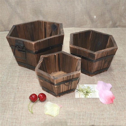 Wooden bucket pot - wooden,