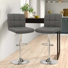 Neo Bar Stools 2X Faux Leather Chrome Swivel Kitchen Breakfast Seat and Gas Lift