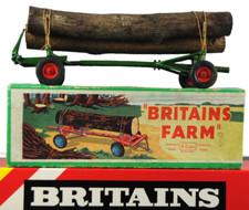 Rare 1:32 Britains Farm 9560 TIMBER EXTENDABLE Transport TRAILER w/ TREES & BOX