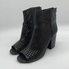 ASH Fancy Bis Perforated Peep Toe Bootie 39 6 VGC chunky heel ankle shoes boots