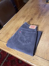 Men’s Levi’s 505 Cord Jeans Grey Straight 30 W 34 L Read Description