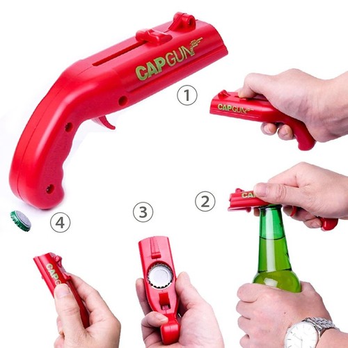 Beer bottle opener - beer, gun