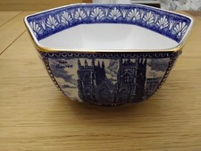 Vintage Ringtons Ltd By Wade Blue And White Cathedral Design Ceramic Bowl