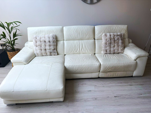 White leather seater - leather, 3-seater