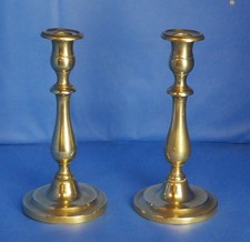 A large pair of late 19th cent brass candlesticks in excellent condition. 24cms.
