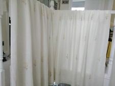 Ivory Lined Voile Gold Embroidered Curtains - L56 x W54 inches