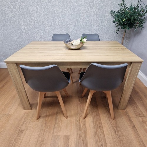Dining table and grey chairs - table, 4