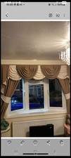 SWAGS AND TAILS+ CURTAINS CARMEL/ IVORY+ T/B 95"up to 120" X66X90 UNLINED