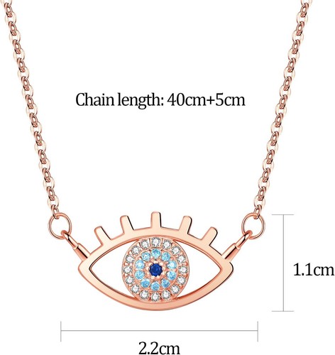 Rose gold evil eye necklace - gold,