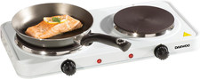 Daewoo Essentials 2500W Cast Iron Double Hot Plate Compact 2 Hobs Non-Slip Feet