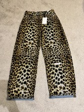 Zara ZW Collection Flocked Animal Print Trousers Size 08 Limited Edition