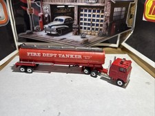 Playart 1/64 Diecast Mack Cruiseliner Truck w/Plastic Fire Tanker Trailer H.T.F.