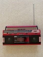 Vintage Sharp QT-242 Stereo Radio Cassette Recorder Vintage Boombox (Red/ Black)