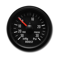 VD Vintage 52mm Mechanical Boost/Vacuum Gauge inHg/PSI Light Bulb Black Bezel