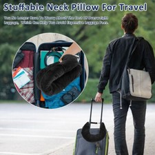 Adjustable Travel Pillow for Extra Luggage Velvet Travel Neck Pillow Storage Bag