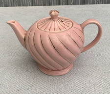 Small Retro SADLER Vintage  Pink & Gold SWIRL TEAPOT