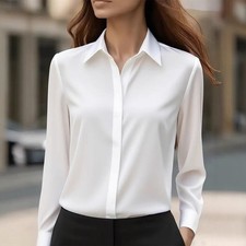 Womens Satin Silk Solid Shirt