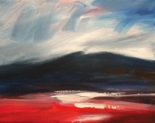 Original Painting Contemporary Abstract, Red Blue, Gallagher Collectible Ireland