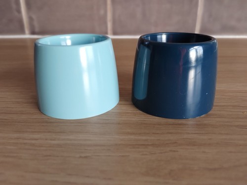 Two vintage plastic blue egg - two,