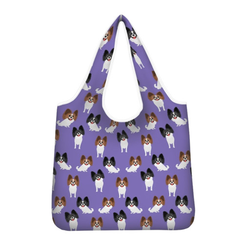 Papillon dog foldable tote bag - foldable,