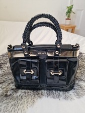 Black Vintage Gianni Versace medium hand bag luxury leather designer made Italy