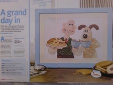 Wallace & Gromit serving tea & biscuits cross stitch chart for a picture