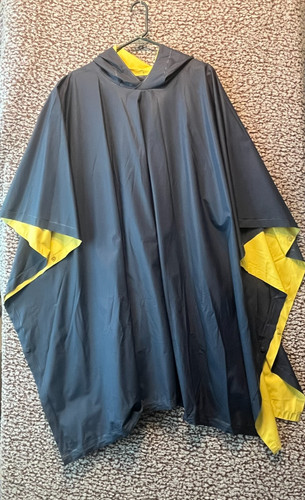 Pvc rain poncho navy yellow - rain,