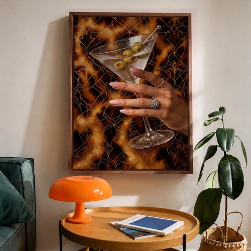 Martini glass hand poster - martini,