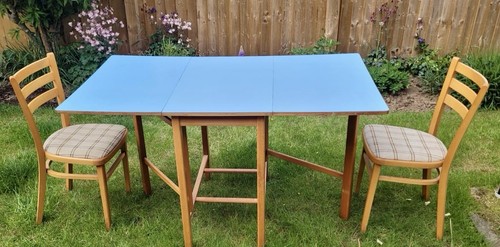 Retro blue formica drop - blue, leaf
