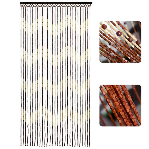 Bamboo beaded door curtain - bamboo,