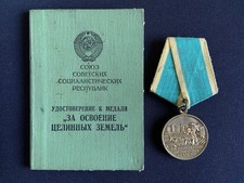 Soviet Russian Medal For The Development Of Virgin Lands + Award Document