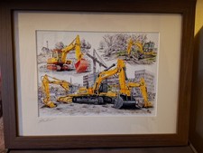 Framed Print Picture JCB Earthmovers JS330 5C 803 Excavator 80 Years Ltd Ed A4