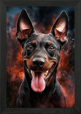 Funny Doberman Portrait Framed