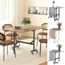 Drop Leaf Table with Rolling Wheels Folding Dining Table for Small Spaces