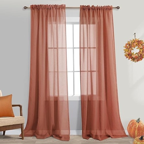 Terracotta semi sheer curtains - terracotta,