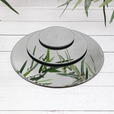 Mirrored Glass Round Bevel Edge Candle Plate Table Display Centrepiece - 3 Sizes